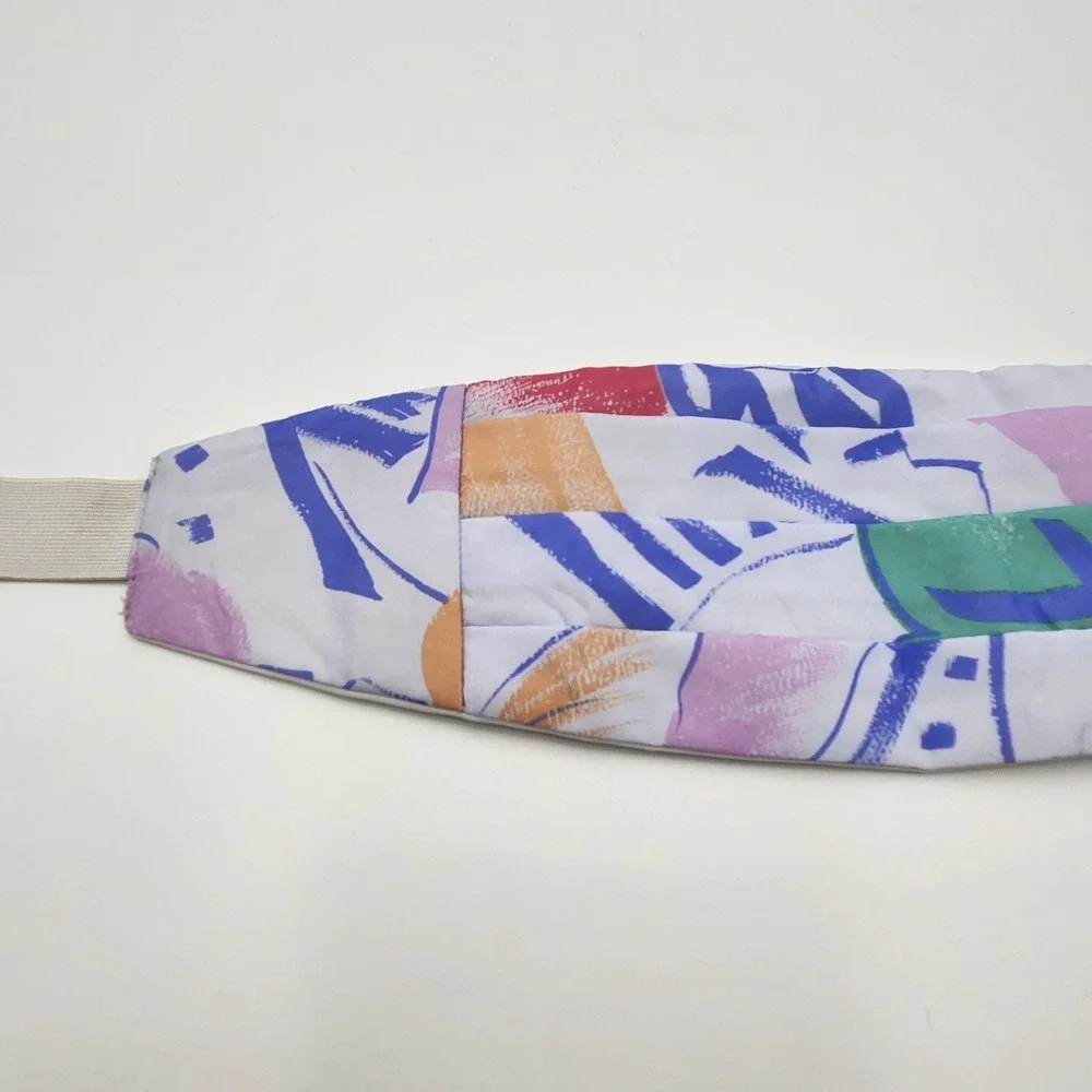 VTG 80s Abstract Floral Statement Waist Belt Cummerbund Blue Pastel USA OS Funky